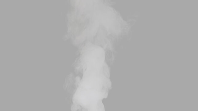 Smoke rises from a source creating a cloud-like shape on a transparent background in a calm setting