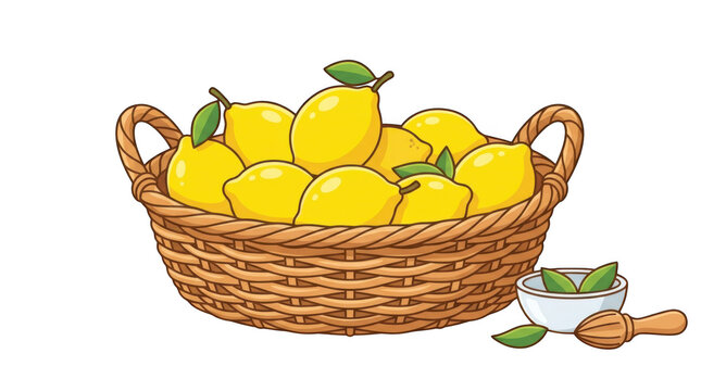Colorful cartoon basket with chicks and eggs