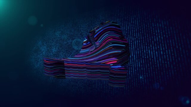 Netherlands map reveal with glowing multicolor flowing lines, 3D extruded surface, digital particle grid, depth of field, cinematic light flares, and futuristic technology inspired motion background.