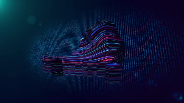 Animated Netherlands map reveal featuring glowing colorful wavy lines, 3D extruded shape, digital particle grid, cinematic lighting, and Netherlands text reveal on a futuristic technology background.