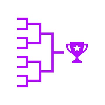 Tournament Bracket with Trophy Cup Icon Vector, Purple Competition Chart