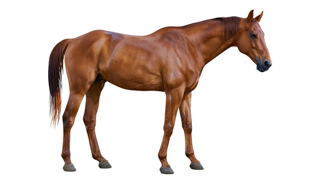 Brown horse standing profile view