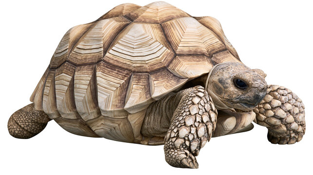 African Spurred Tortoise with Textured Shell and Scales