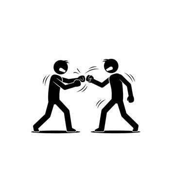 Two stick figures fighting each other.