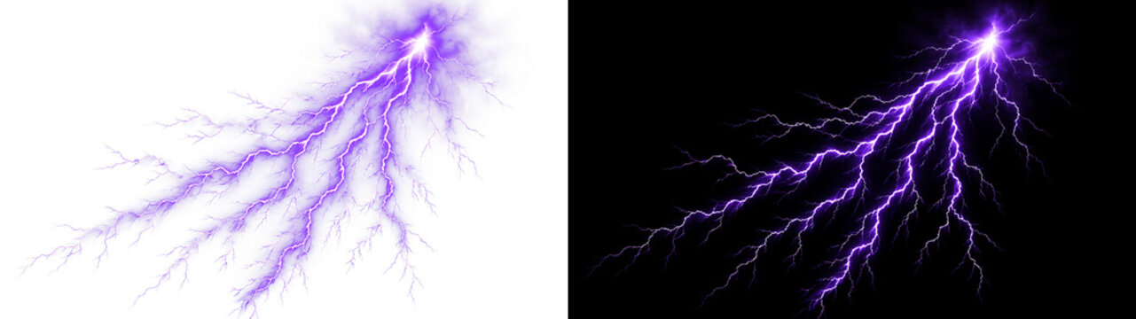 青い 稲妻 PNG 透明 切り抜き 雷 電気 放電 リアル デザイン 素材.