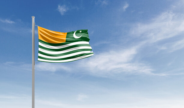 Kashmir national flag waving in the sky.