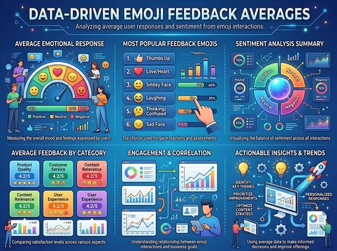 Data-driven emoji feedback averages dashboard overview.