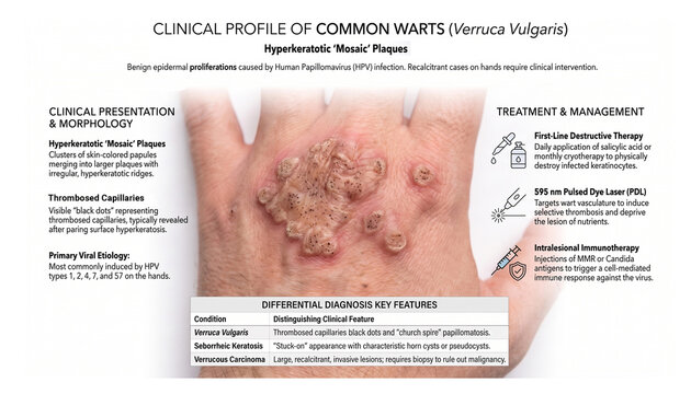 Clinical Profile of  Common  Warts (Verruca Vulgaris)-Hyperkeratotic  Mosaic  Plaques