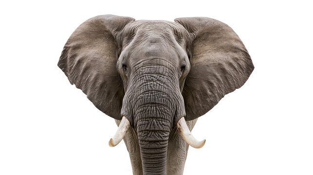 African elephant head with large ears and tusks