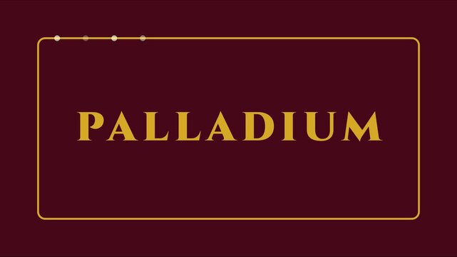 Palladium precious metal investment concept title card with gold typography on a deep burgundy animation 4k background