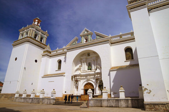 Basilica of the Virgin of Candelaria, a Significant Catholic Church in Copacabana, the Town on Titicaca Lakeshore, Bolivia, South America