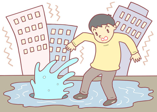 災害のイラスト - 地震・震災・液状化現象