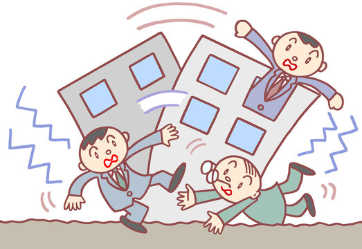 災害のイラスト - 地震・震災・横揺れ