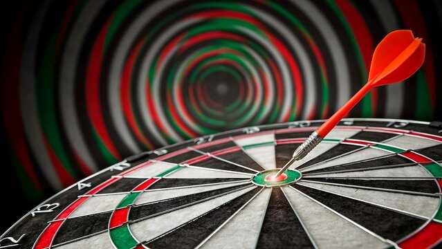 Bullseye target with dart hitting center representing accuracy success and achievement