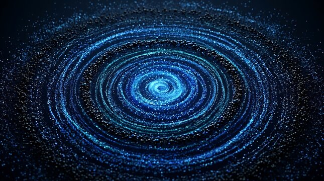 Abstract swirling blue and white spiral pattern.