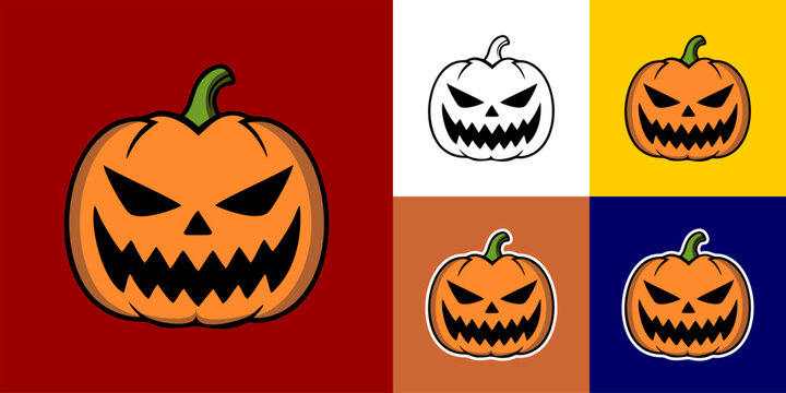 Halloween Jack O Lantern Pumpkin Vector Illustration Set