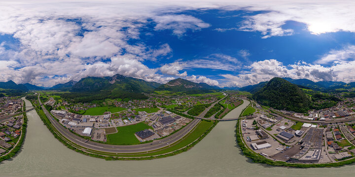 Kramsach in Tirol  - 360-Grad Luftbild-Panorama