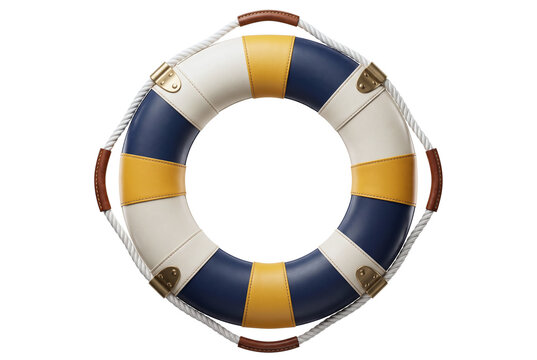 Nautical life preserver ring with rope and leather