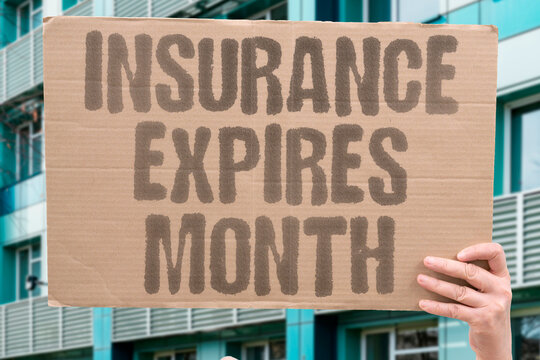 "Insurance Expires Month" The policy's validity ends next month. POLICY. EXPIRATION. RENEWAL. DATE. COVERAGE.