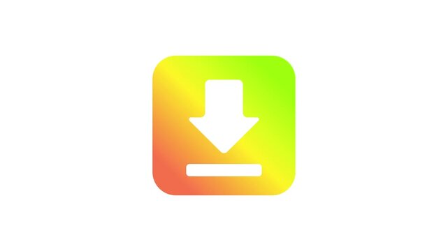 Vibrant gradient download icon symbolizing digital data retrieval and content acquisition, ideal for modern web interfaces, mobile application design, and seamless user experiences