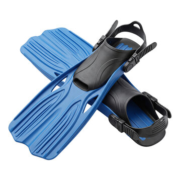 Blue and black snorkeling fins for scuba diving equipment