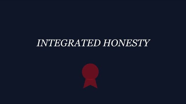 Integrated honesty text animation with red seal for corporate integrity and ethical business branding concepts 4k