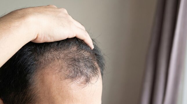 Hair Regrowth Success, Before After Hair Recovery, Men Hair Loss Treatment, Hair Restoration Results, Close-Up of Hair Loss on Male Scalp