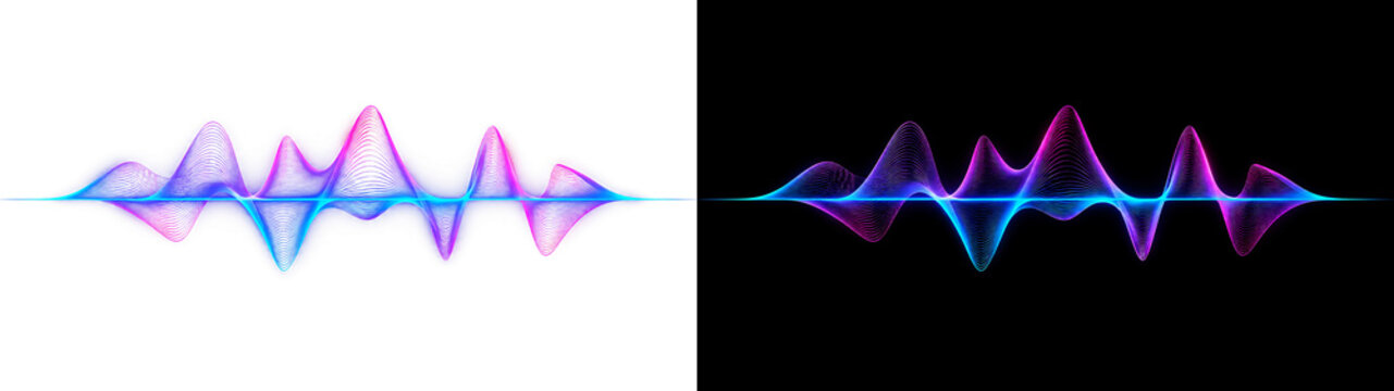 Neon Sound PNG Transparent Audio Equalizer Waveform Glow Futuristic Design Element.