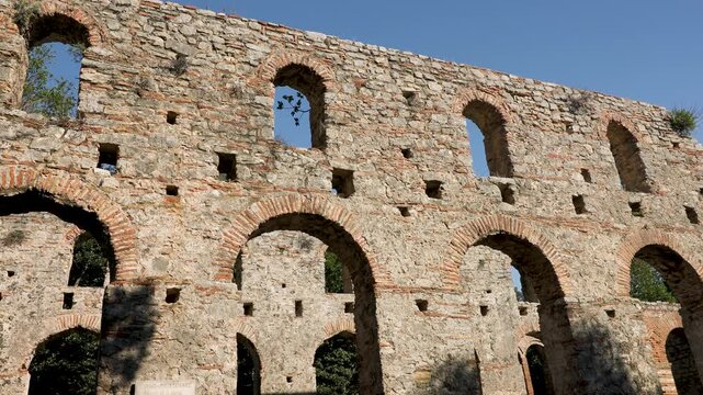 Historic Roman and Greek ancient ruins of Cathedral in Butrint in Albania