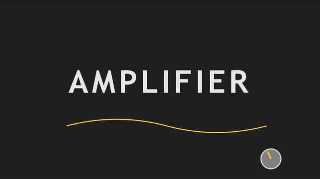Minimalist amplifier animation with gold wave line on dark 4k background, for audio branding, and music production projects