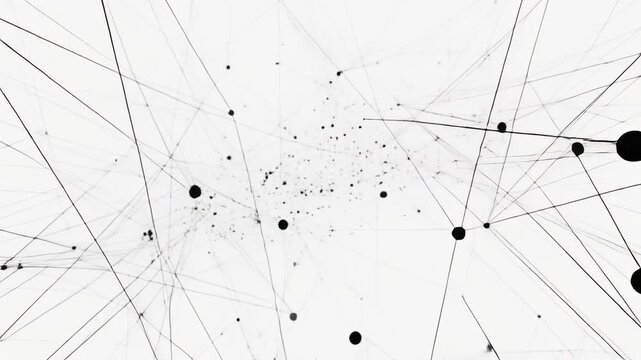 Ants moving on a complex network of white lines on dark background