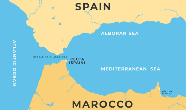 Strait of gilbraltar flat illustration 