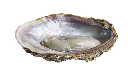 Fresh oyster with iridescent shell and creamy flesh © Natalia