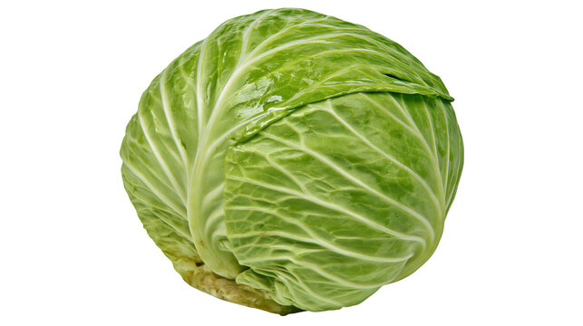 Fresh green cabbage head with visible veins on leaves