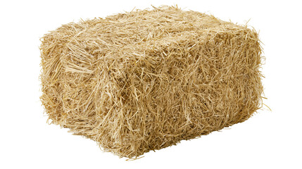 Rectangular bale of dry straw with rough texture © Natalia