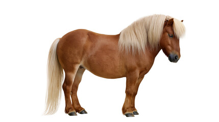 Brown horse with blonde mane and tail standing © Natalia