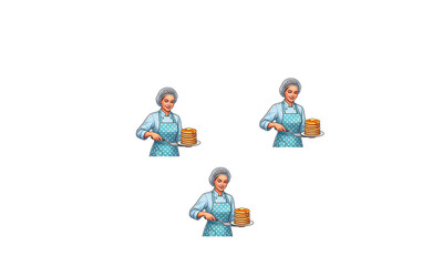 Fototapeta premium Senior Baker Preparing Cake: A senior baker, wearing an apron, meticulously prepares a cake, demonstrating culinary expertise and dedication to baking.