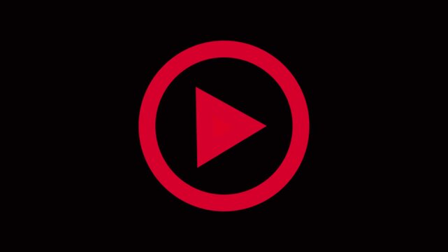 play icon, video play icon for website and mobile design animation on black background.  Video play button icon concept .