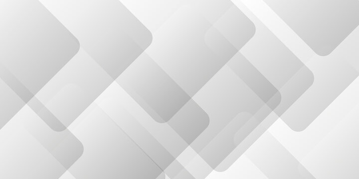 Abstract white and gray background design with layers of textured white transparent material in triangle and squares shapes. White color technology concept geometric line template background.