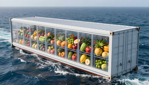 Refrigerated Container Transporting Fresh Produce Across Ocean: Cold-Chain Logistics