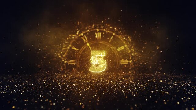 Happy New Year 2027 Countdown of 10 seconds with golden particles base background
