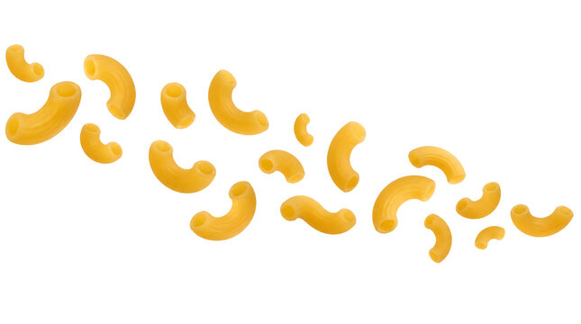 Flying mac pasta isolated on transparent background