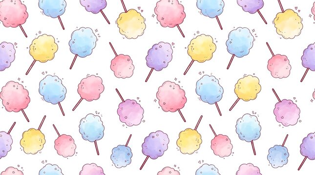 Cute cotton candy pattern background design