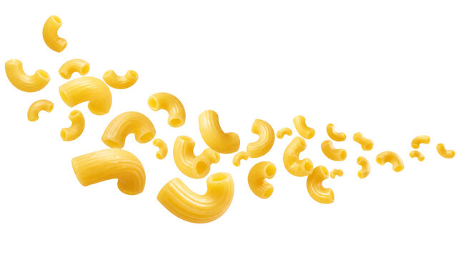 Flying mac pasta isolated on transparent background