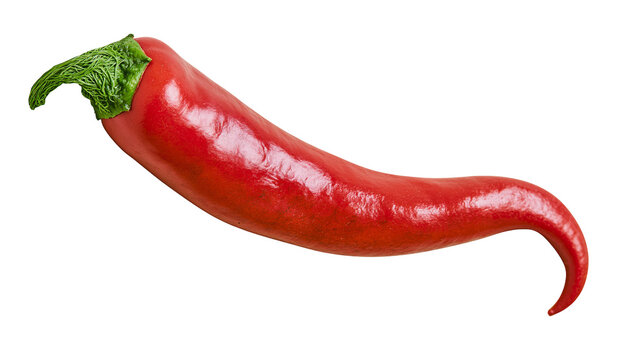 Red chili pepper with green stem