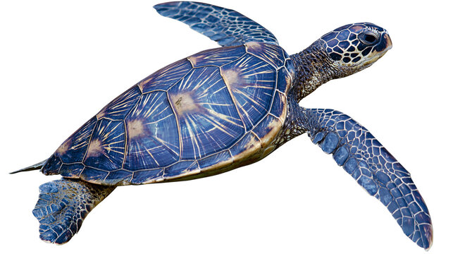 Green sea turtle swimming with flippers extended