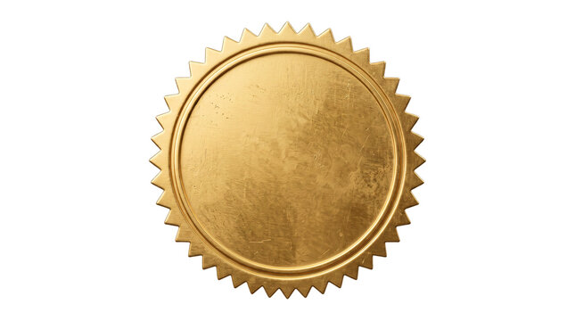 Blank Gold Embossed Seal Badge with Serrated Edge Isolated as a Transparent PNG Cutout