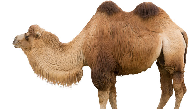 Dromedary camel with two humps and shaggy fur