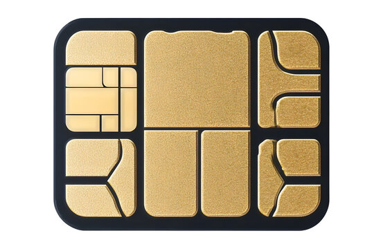 SIM card chip isolated on white background, communication technology concept.