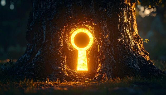 Mystical Keyhole Portal in Ancient Tree - A Gateway to Another World.